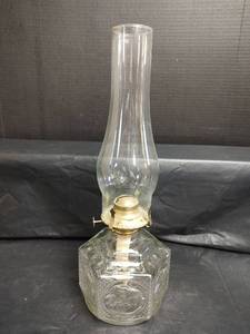 lot 715 image: Glass Oil Lamp 16 Inches Tall