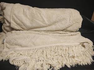 lot 749 image: Morgan Jones Twin Chenille Blanket with Fringe