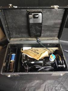 lot 776 image: Antique Singer 221-1 Portable Electric Sewing Machine with Case and Accessories
