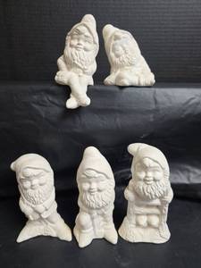 lot 807 image: Paint Yourself- Set of 5 Ceramic Garden Gnome Figurines