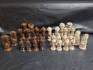 lot 808 image: Hand Painted Chess Pieces