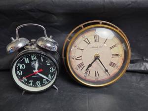lot 838 image: Westclox Alarm Clock and Metrich Ltd Desk Clock