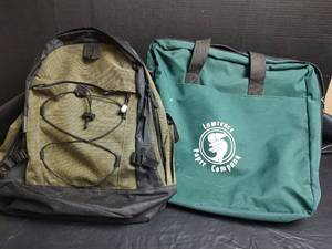 lot 883 image: Outdoor Backpack and Lawrence Paper Company Bag