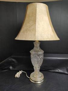 lot 917 image: Crystal Zajecar Table Lamp with Shade, 30 inches Tall