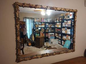 lot 936 image: Ornate Gold Toned Mirror with Decorative Frame, 44 x 34