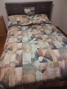 lot 965 image: Wood Waterbed Frame with Sealy Back Saver Mattress with Storage Headboard and 6 Drawers, Mattress Measures 59 x 82