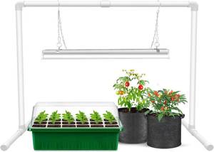 lot 3812 image: Wolezek Seed Starting Grow Light with Stand, 2ft T5, 144 LED, 32W