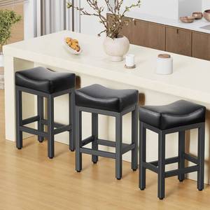 lot 3813 image: $150 Raynesys Counter Height Bar Stools Set of 3, 24-Inch, Leather