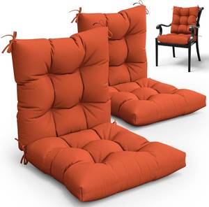 lot 3817 image: $104 2 Pcs Outdoor High Back Chair Cushions, 42x21x5, Orange