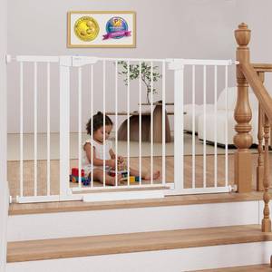 lot 3844 image: $100 Cumbor 29.7-51.5 Extra Wide Baby Gate, Stairs, White