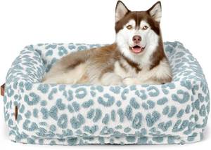 lot 3860 image: Rectangle Dog Bed for Dogs - Washable Orthopedic Sofa Bed, Leopard