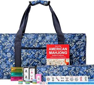 lot 3876 image: $80 Jongyance Mahjong Set with Bag, 166 Tiles, 4-in-1 RackPushers