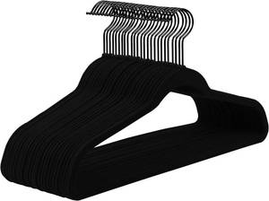 lot 3886 image: MIZGI All Black Velvet Hangers 40-Pack, Non-Slip Flocked
