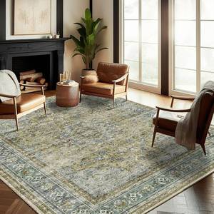 lot 3901 image: $110 CHAMPLANT Washable Area Rug 8x10 Boho Design Non-Slip Easy Care
