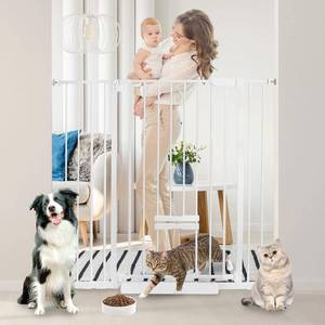 lot 3915 image: $76 41-Inch Baby Gate with Cat Door, Auto-Close, Walk-Through (White)