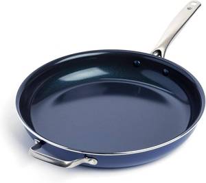 lot 3920 image: $50 Blue Diamond Ceramic Nonstick 14 Frying Pan Skillet with Helper