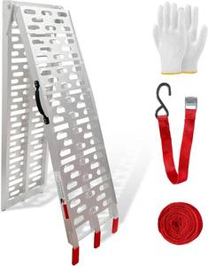 lot 3923 image: $90 Aluminum Loading Ramp with Handle, 750 Lbs, 7.25ft, Folding