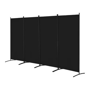 lot 3933 image: $77 Room Divider 4-Panel Folding Privacy Screen, Portable, Roller Wheels