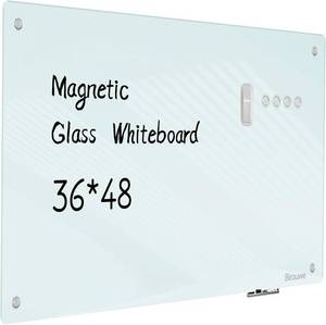 lot 3946 image: $130 Magnetic Glass Whiteboard 48x36, Frameless Dry-Erase Board