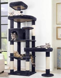 lot 3948 image: $96 Globlazer 65in Extra Large Platform Cat Tree, Dark Grey