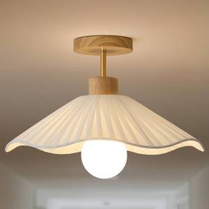 lot 3954 image: $67 Flower Ceiling Light Hallway, Semi-Flush Mount with Fabric Shade