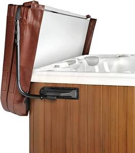 lot 3968 image: $142 Spa Cover Lifts - Pivot Top Mount Lift with Brackets, 3-Hook Rack