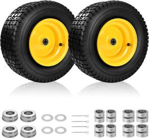 lot 3969 image: $96 2Pcs 16x6.50-8 Tubeless Tire & Wheel, Offset Hub, 4 Ply