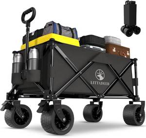 lot 3979 image: $81 Foldable Wagon with Silent All-Terrain Wheels, Brakes, Cup Holders