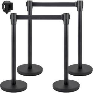 lot 3984 image: $90 VEVOR Crowd Control Stanchion Set of 4, 6.6 ft Belt, Black Base