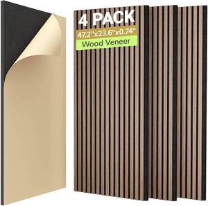 lot 3994 image: $126 TONOR Dual Layer Acoustic Wood Wall Panels Self-Adhesive 4-Pack