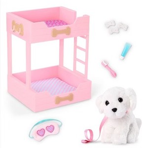 lot 4011 image: Our Generation Puppy Dreams Pink Bunk Bed with Plush Dog Doll Set