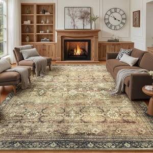 lot 4056 image: $90 Washable Area Rugs 9x12 Vintage Brown, Living RoomBedroom Rug