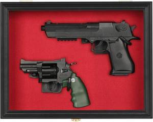 lot 4060 image: 2 Pistol Handgun Revolver Display Case Cabinet Shadow Box