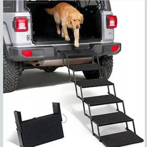 lot 1316 image: Foldable Dog Car Steps - Upgraded Non-Slip Pet Stairs for Large Dogs, Portable Metal Frame Dog Ramps for High SUV, Truck and Cars, Lightweight Pet Ladder with High Load-Bearing Capacity-Up to 350Lbs