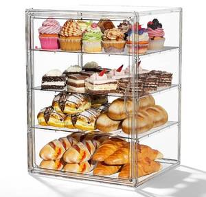 lot 1325 image: JOYZAN Pastry Display Case, 2 Tier Bread Box for Kitchen Countertop, Acrylic Bread Container with Magnetic Door, Large Bakery Display case for Breads & Muffins 15.3 L x 9.8 W x 11.4 H