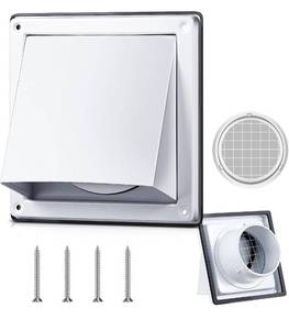 lot 1340 image: Gisafai 4 Dryer Vent Cover Outside Walls External Extractor Fan Exhaust Vent Cap Stainless Steel Hood Cushioned Non Return Flap with Sealing Gasket Grille Screen(White)