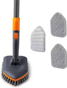 lot 1346 image: CLEANHOME Tile Tub Scrubber Brush with 3 Different Function Cleaning Heads and 56 Extendable Long Handle-No Scratch Shower Scrubber for Cleaning Bathroom Kitchen Toilet Wall,Bathtub,Sink,Grey