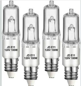 lot 1365 image: JDE11 120V 100W Halogen Mini Candelabra Bulbs,T4 100W JD E11 Bulb 4 Pack (Replacement E11 LED Bulb) 2700K Warm White Dimmable Halogen Bulb T4 for Ceiling Fan Light,Chandeliers,Table Lamps