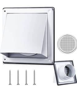 lot 1366 image: Gisafai 4 Dryer Vent Cover Outside Walls External Extractor Fan Exhaust Vent Cap Stainless Steel Hood Cushioned Non Return Flap with Sealing Gasket Grille Screen(White)