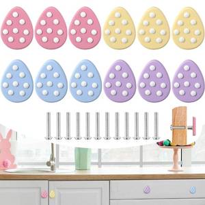 lot 1370 image: Moxweyeni 12 Pieces Easter Egg Silicone Cabinet Knobs Decor Hand Eggs Cabinet Knobs Cover Pastel Easter Decorative Drawer Knob Decor for Kitchen Home Spring Party Decorations