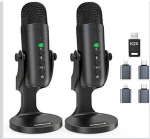 lot 1390 image: ZealSound Podcast Microphone, Podcast Equipment Bundle for iPhone PC iPad Android, Dual Wireless USB Mic 2.4GHz with Noise Reduction, Tap to Mute, Monitor Gain for Streaming, Recording, YouTube,TikTok