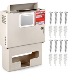 lot 1404 image: Novabright Wall Mount Locking Cabinet with Glove Box, Wall Enclosure for 5 Qt Sharps Containers for Home Use, Sharp Box Not Included (1 Set)