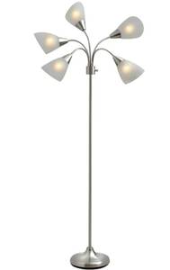 lot 1405 image: Adesso Floor Lamp with 5 Movable Shades &amp Adjustable Brightness Perfect Lighting for Bedroom Decor, Beauty &amp Art Studio, Silver