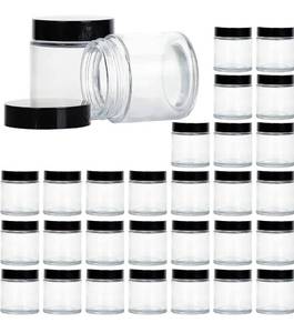 lot 1407 image: 4 Ounce Glass Jars with Lids, Hoa Kinh 30 Pack Clear Empty Cosmetic Containers Round Airtight Glass Jar with Black Lids for Storing Lotions, Powders, and Ointments