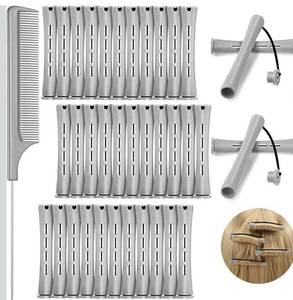lot 1416 image: WILLBOND 36 Pieces Cold Wave Rod Hair Perm Rods Hair Rollers Perming Curlers with Steel Rat Tail Comb for Hairdressing Styling