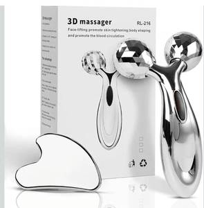 lot 1417 image: Stainless Steel Gua Sha and Face Roller Set, Facial Tool for Face Sculpting, Metal Skin Care, Massager for Women
