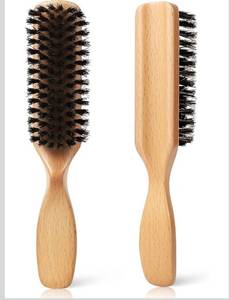 lot 1429 image: Boar Bristle Hair Brush for Men - Slick Back Hair Brush - Mens Hairbrush with Stiff Bristles & Wooden Handle, for Thick, Fine & Normal Hair Smoothing Styling Adding Shine, Beard Mustache Brush Comb