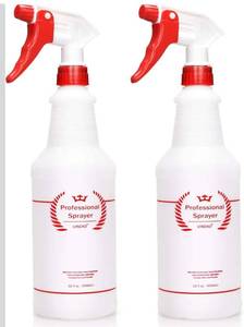 lot 1442 image: Plastic Spray Bottle 2 Pack, 32 Oz, All-Purpose Heavy Duty Spraying Bottles Leak Proof Mist Empty Water Sprayer for Cleaning Solution, Essential Oils, Hair, Planting, Pet with Adjustable Nozzle - Red