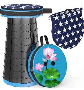 lot 1451 image: ALEVMOOM Upgraded Portable Collapsible Folding Stool with Cushion Retractable Telescoping Stool for Adults Sturdy Capacity 440lbs Camping Chair for Outdoor Hiking Garden BBQ with Bag