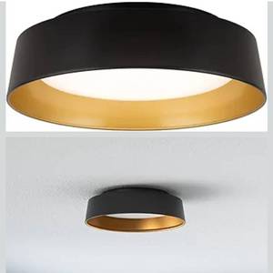 lot 1454 image: 12.5 Inch LED Flush Mount Ceiling Light Fixture, 26W, Super Bright 1350 Lumen, 3 Color 3000K4000K5000K, Matt Black with Gold Inside, Dimmable Ceiling Lamp for Bedroom Hallway Bathroom Outdoor